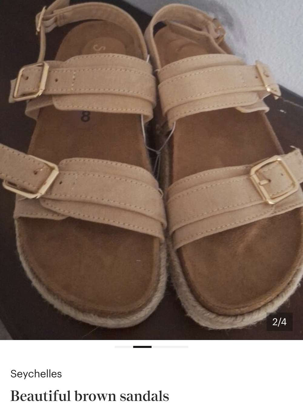 Seychelles Beige Double-Strap Buckle Sandals